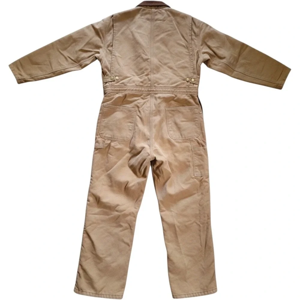 Carhartt X01 BRN Coveralls 42 Short Duck Canvas Quilt Lined Brown Work Jumpsuit